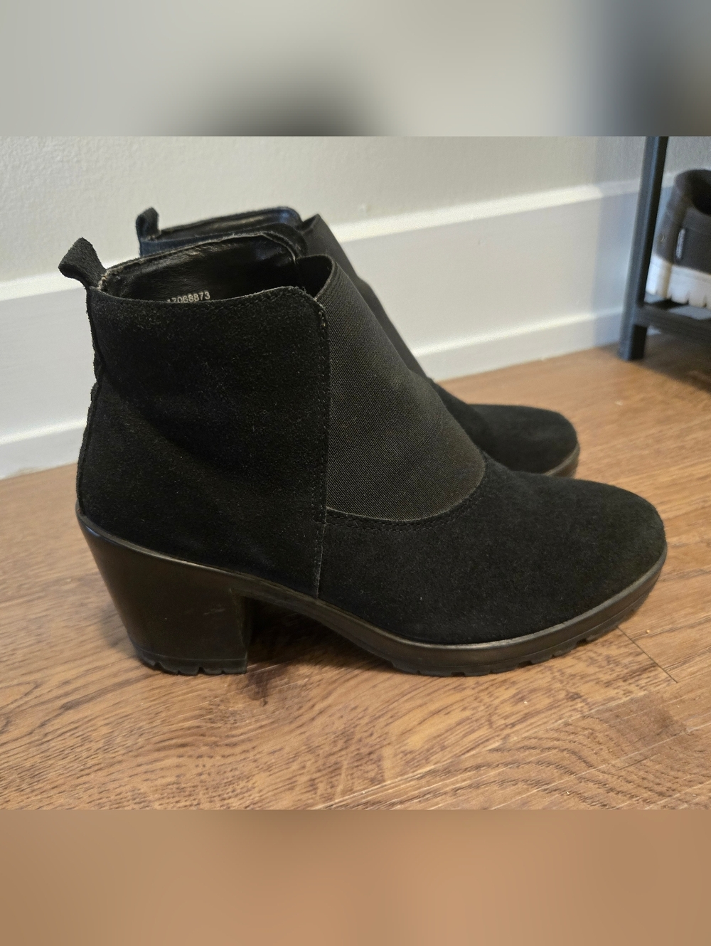 Pieces Black Suede Heeled Ankle Boot